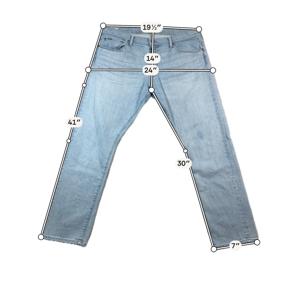 Polo Ralph Lauren Jeans Sullivan Slim Mens 38x30 Light Blue Stretch Straight Leg
